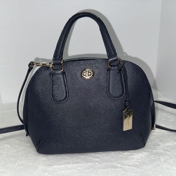 Coach Prince Street Satchel - Navy Pebbled Leather Gold Hardware Wear On Handles - Picture 1 of 9